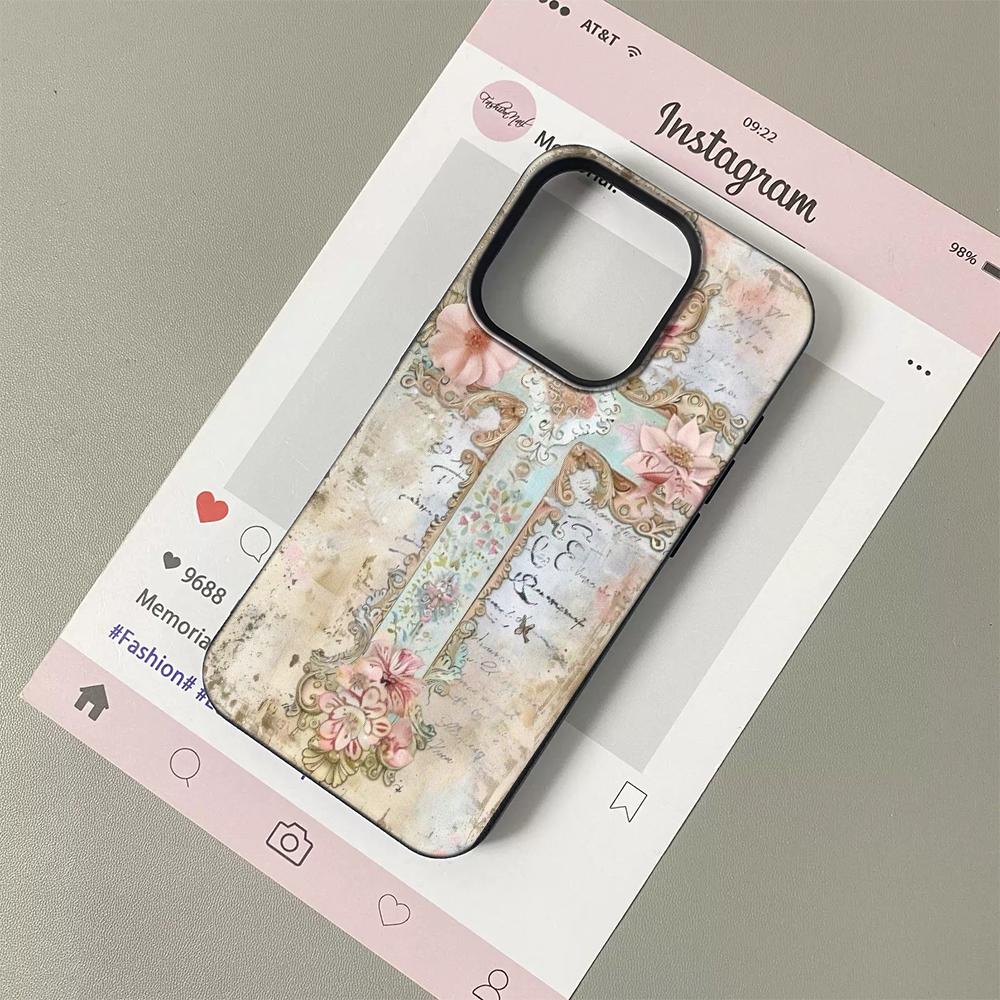 Винтажный цветочный чехол-крест для телефона Samsung A05S A06 A07 A15 A16 A34 A35 A53 A54 S23 S25 Ultra Ретро блестящая задняя крышка с блестками Samsung A53 чёрный
