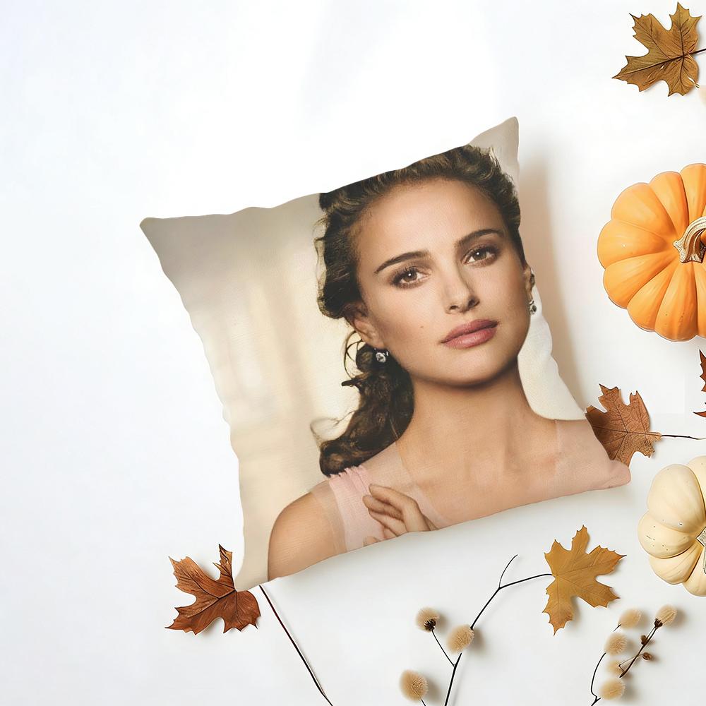 NNatalie Portman Cushion Cover Washable Linen Pillowcase Soft for Daily Sofa Bed Home Room Decor
