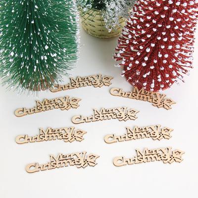 10PCS Party Supplies Wood DIY Crafts Hanging Ornaments Laser Cut Xmas Decoration Merry Christmas Wooden Slice Wood Pieces