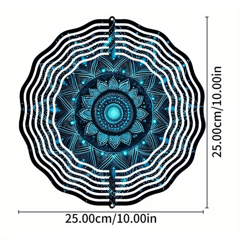 1 Stück Metall Mandala Blume Windspiel - Blau & Golden Outdoor Gartendeko, Gedenk-Windrad für Terrasse