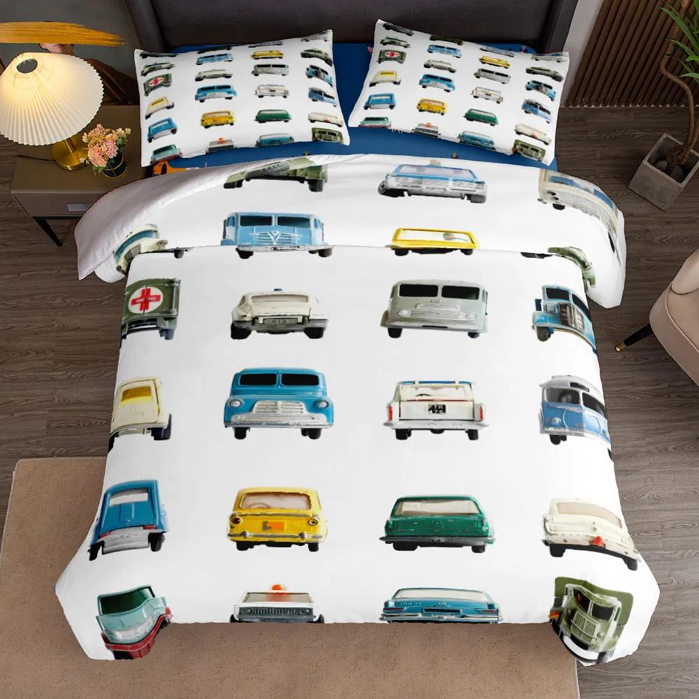 Antique Retro Car Gala Duvet Cover Set King Queen Double Full Twin Single Size Bed Linen Set