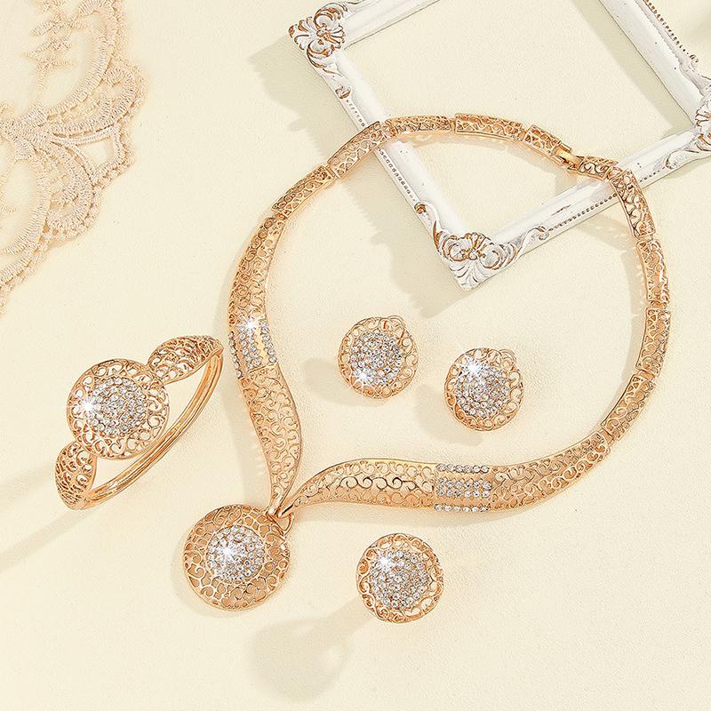 Hollow Chain Necklace Earrings Ringsbracelets, Jewelry Set Ladies' Bridal Banquet Jewelry Set