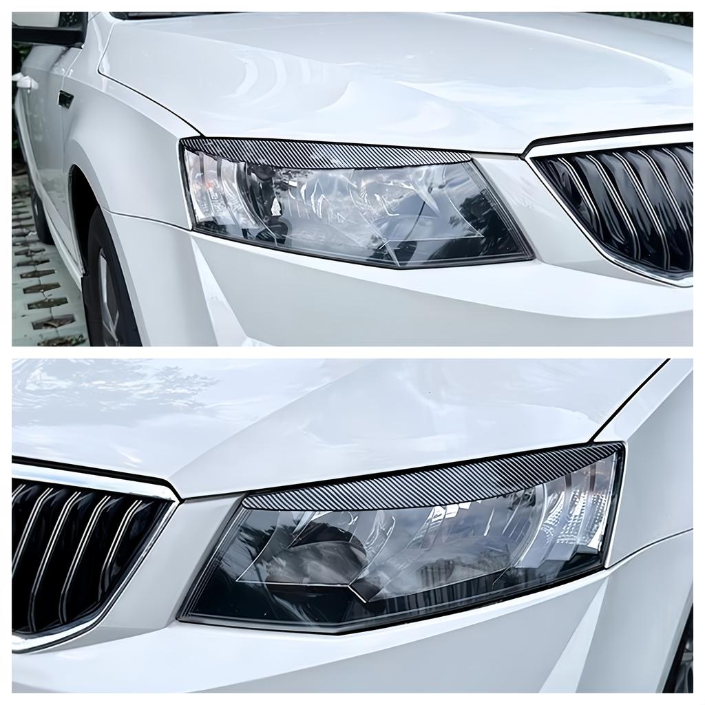 Voor Skoda Octavia MK3 2015-2017 Koolstof Koplamp Lamp Ooglid Wenkbrauwen Cover Trim Koplamp Trim Auto Accessoire Koplamp Cover