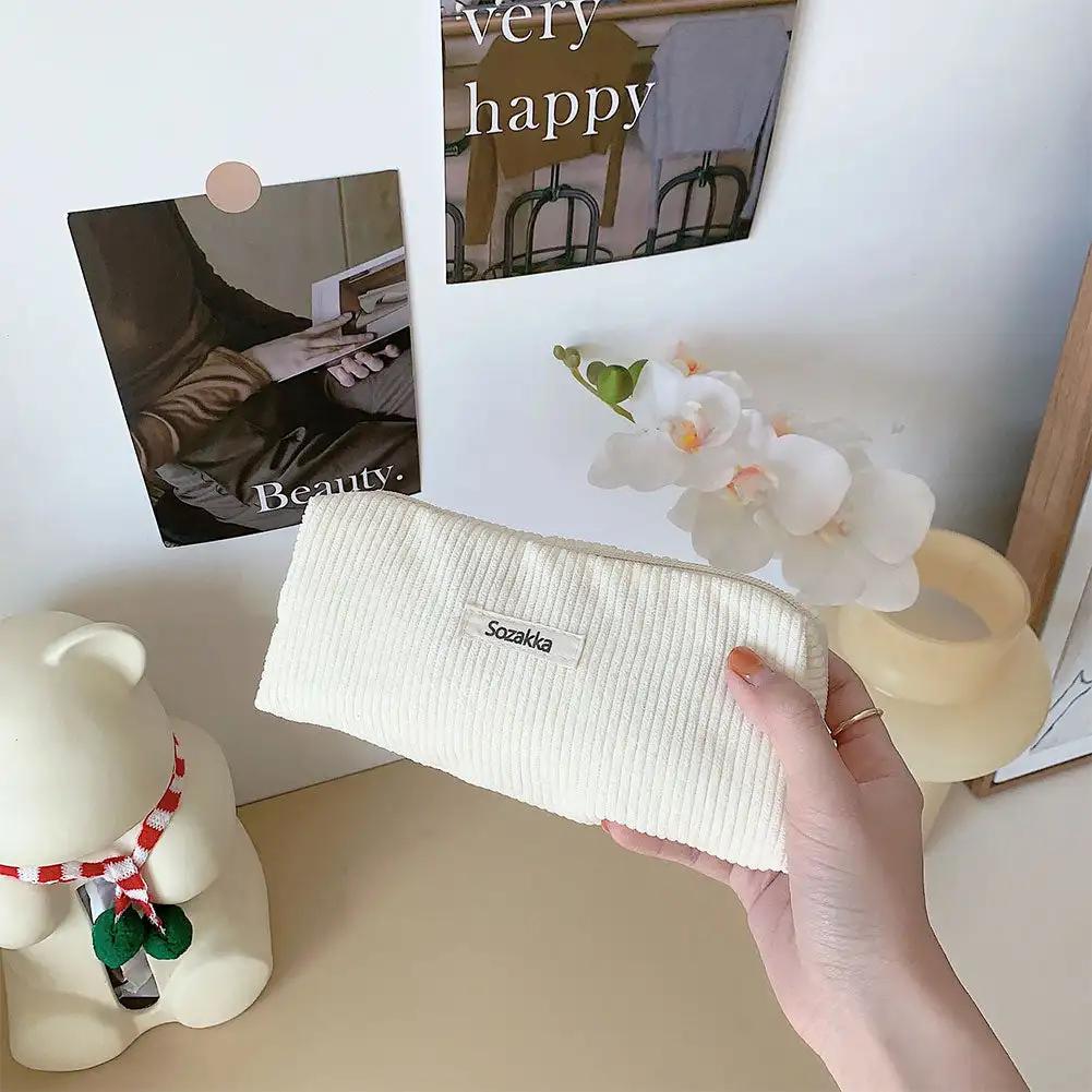 Large Capacity Pencil Case Stationery Pen Case Corduroy Pencilcase School Supplies Pencil Pouch Back To School