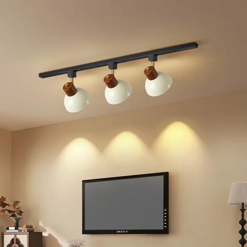 Retro restaurant track spotlight, movable bar counter pendant light, minimalist dining table, dining room front desk lamp