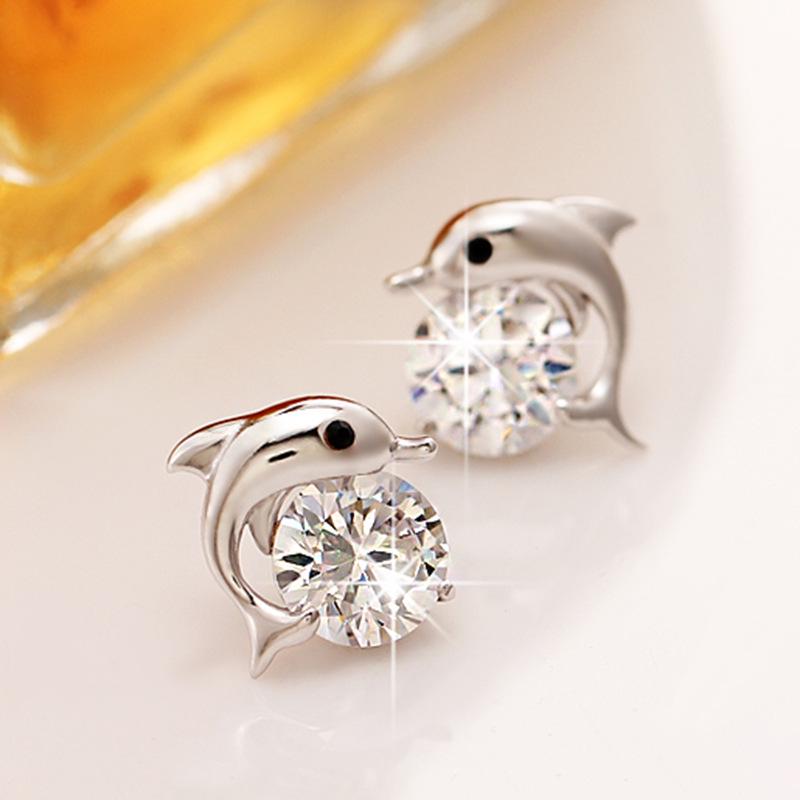Weihua Dolphin Silver-Plated Earrings - Korean Fashion Temperament for Women