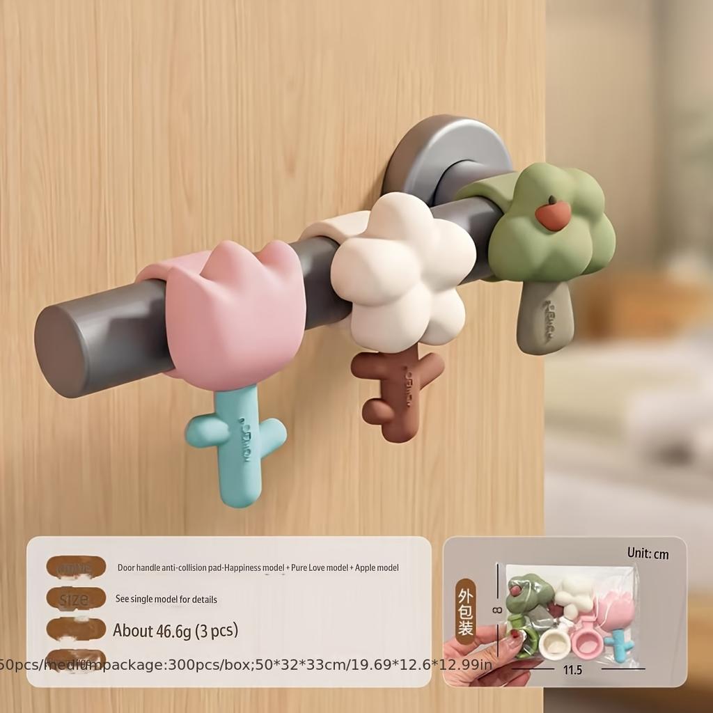 Creative Silicone Door Stopper Flower Design Anti-collision Pad Door Handle Protector for Bedroom Living Room Kitchen Bathroom