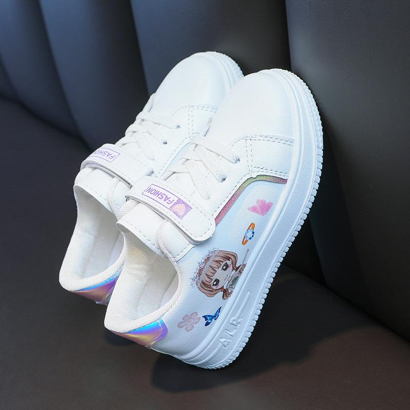 Girls little white shoes casual princess style spring and autumn new 3-12 year old little girl Korean version student flat-bottomed sports board shoes