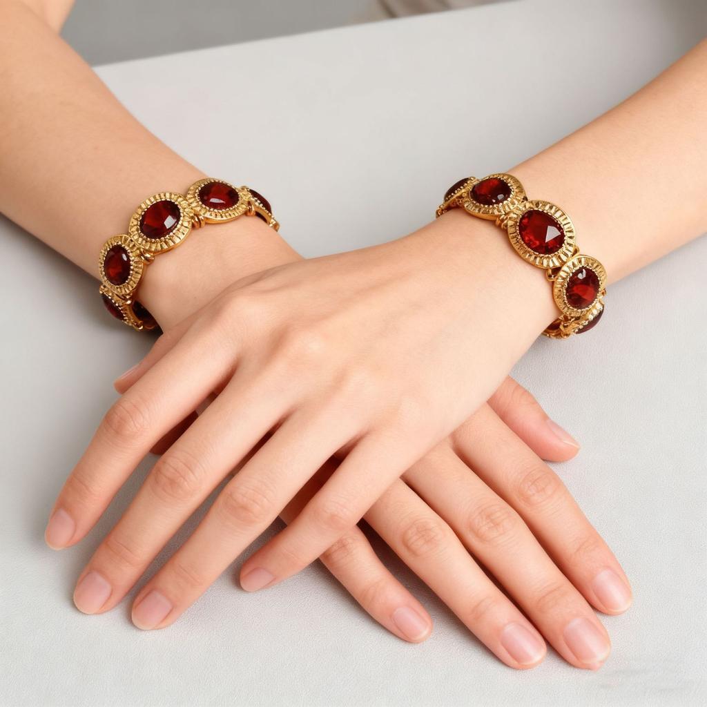 Earrings Ruby Stretch Bracelet Ladies Vintage Court Vtage Light Luxury Premium Jewelry