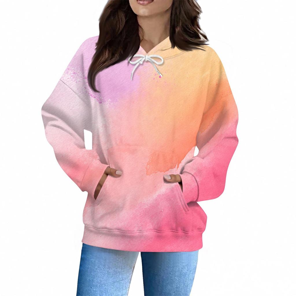 Damenmode Täglicher Lässiger Hoodie Langarm Bedrucktes Oberteil