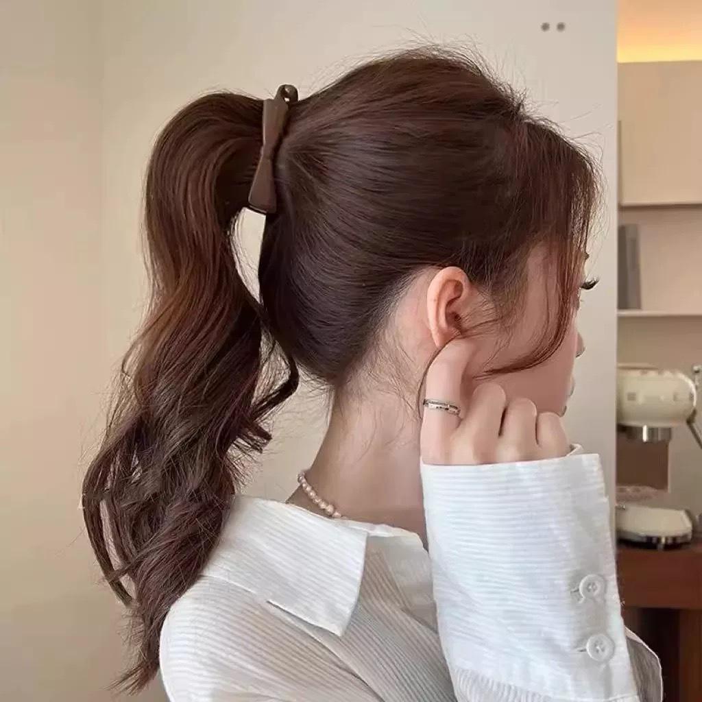 2025 High-End Morandi Bow Banana Hair Clip for Women - Elegant Ponytail Accessory