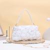 Elegant Women 3D Rose Floral Shoulder Bag Romantic Flower Pattern Pearl Handle Detachable Chain for Prom Graduation