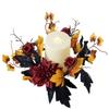 Thanksgiving Candle Ring Tabletop Mini Autumn Wreath Rustic Candle Wreath Ornament for Bar Farmhouse Wedding Party Dining Room
