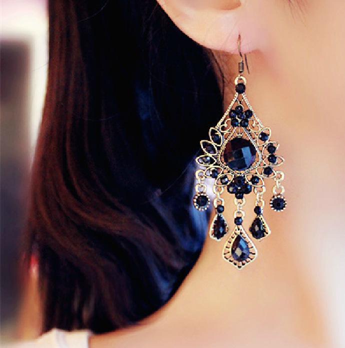 LUXY MOON Water Drop Turquoise Women Bohemian Vintage Earrings Exaggerated Long Earrings
