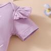 Summer Baby Girl Floral Outfit: Lettered Flutter Sleeve Bodysuit & Bowknot Flower Shorts Set
