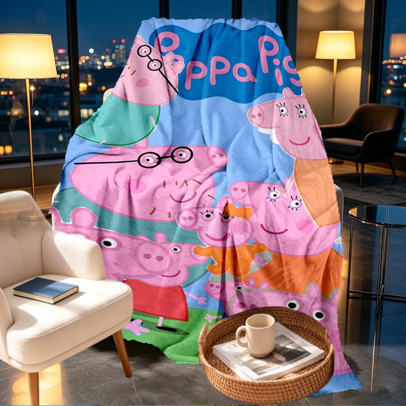 Peppa Pig Print Blanket - Soft & Comfortable, for Bedroom, Travel, Sofa, Home Decoration - Birthday Christmas Gift for Friend