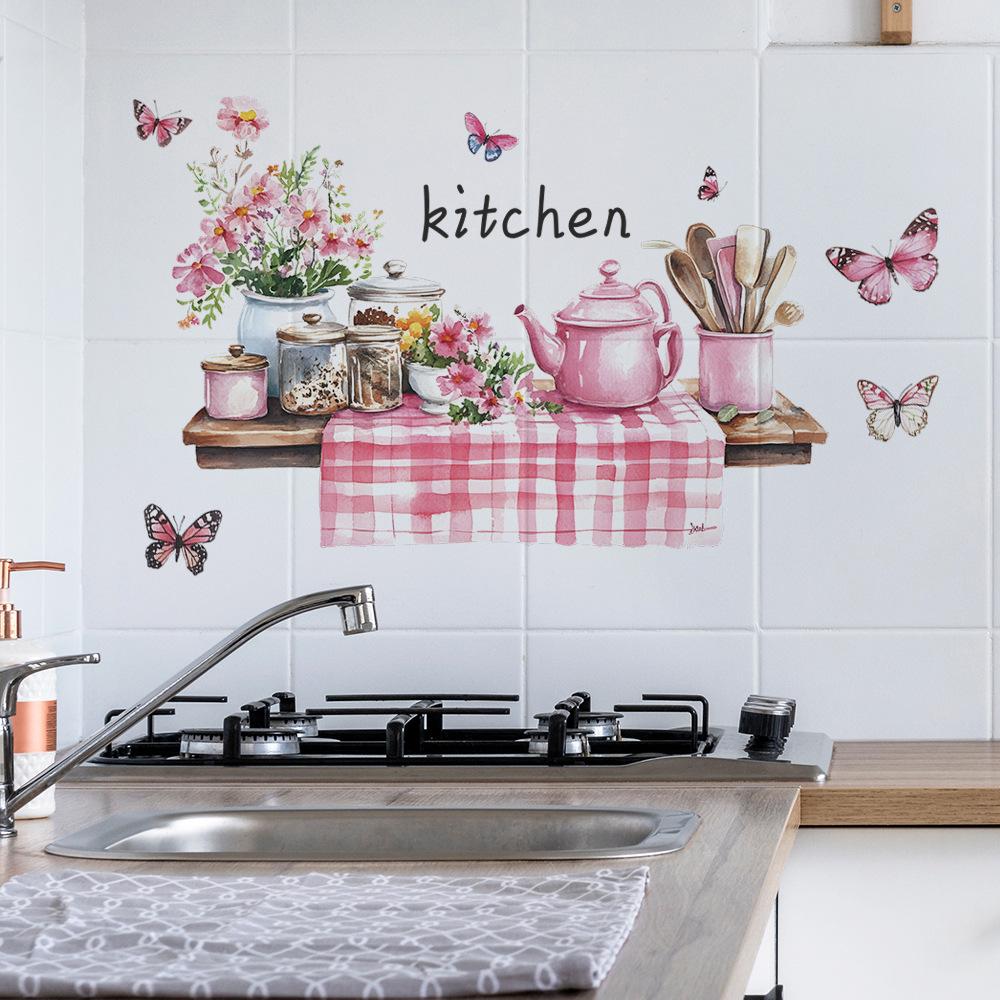 Kreativer Esstisch Küchengeschirr Küche Esszimmer Heimhintergrund Verschönerung und Dekoration Wandaufkleber