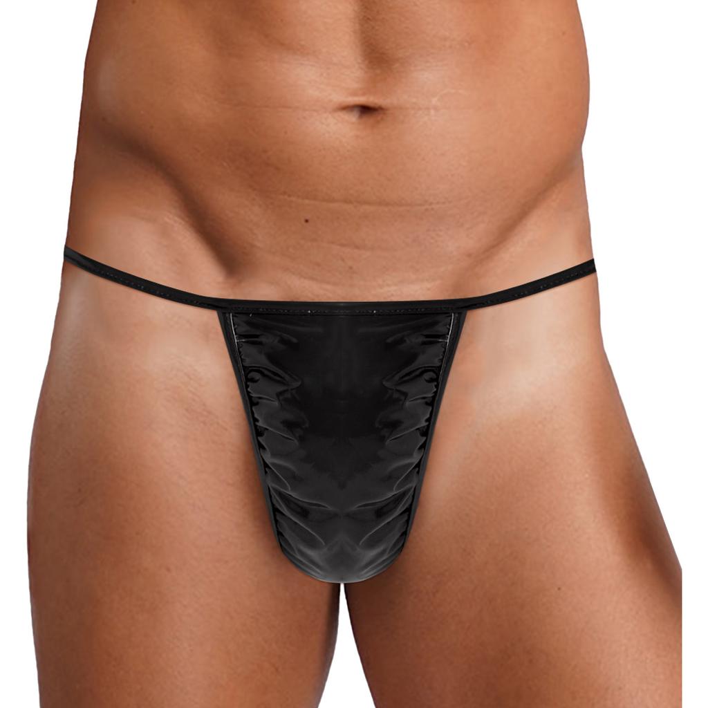Per Uomo G-string Lucido Perizoma Vita Sottile Tasca Sporgente Anello a O Dorso a T Slip