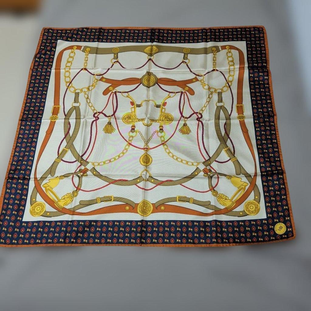 Used MANTERO COLLECTION VIII Large Silk Scarf with Harness Print