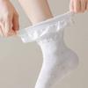 Breathable Lolita Stockings Black White JK Mid-calf Socks Lace-trimmed Stockings  For Women Girls