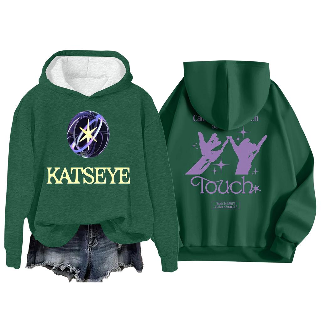 Women's Fashion Casual Long Sleeve Loose Printed Pullover Sports Long Sleeve Hooded Sweatshirt