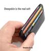 Mini Sheepskin Card Holder: Lightweight Genuine Leather Coin Purse, Soft & Stylish with Wet Oil Wax Finish