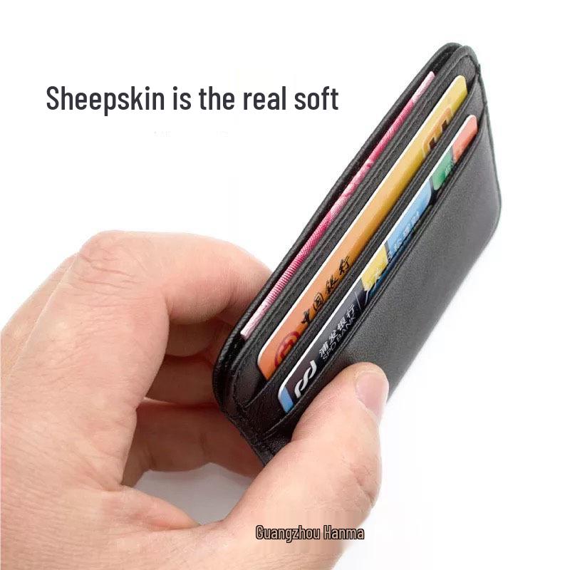 Mini Sheepskin Card Holder: Lightweight Genuine Leather Coin Purse, Soft & Stylish with Wet Oil Wax Finish