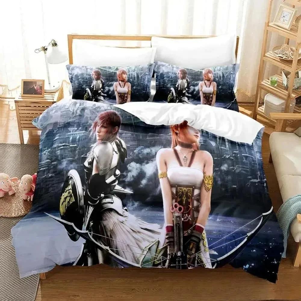 New 3D Print Anime Game FINAL FANTASY XIII-2 Bedding Set Boys Girls Twin Queen King Size Duvet Cover Pillowcase Bed Boys Adult