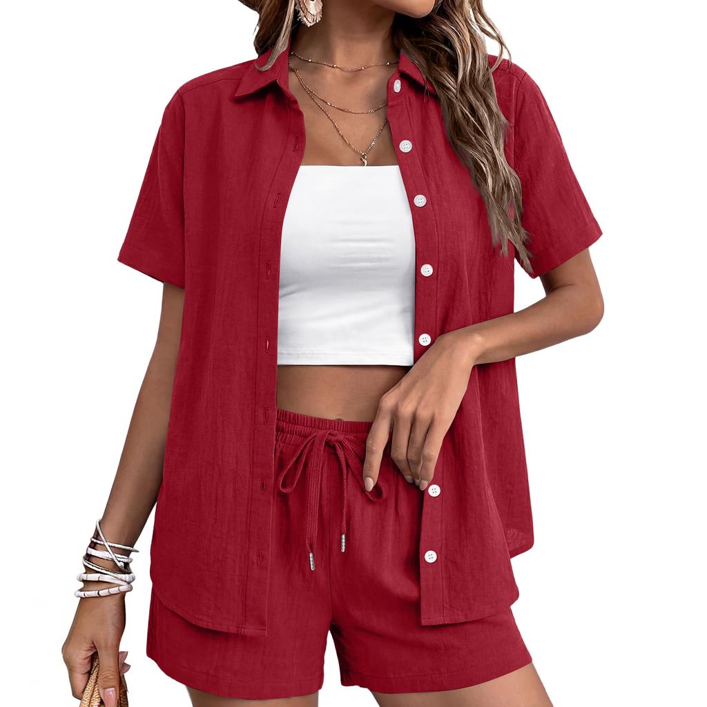 Women's Casual Fashion Short-Sleeve Set With Pockets