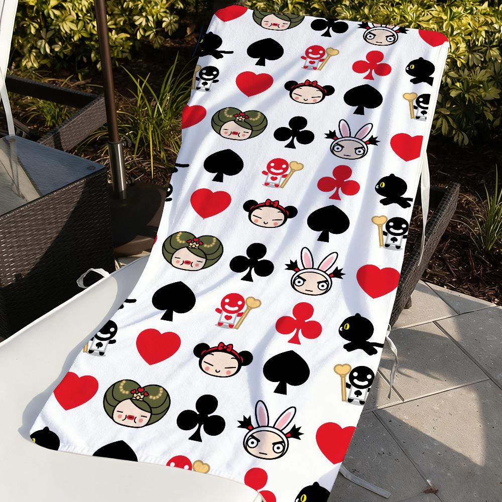 Cartoon P-Pucca Cute Towel Soft Pool Gift For Travel Gym Shower Camping Quick Dry Sports Large Beach Towels