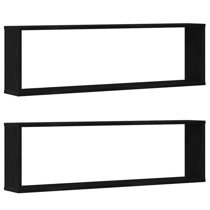 VidaXL Cube Wall Shelves 2 Pcs Black Oak 100x15x30 Cm Wood, Cube-shaped Storage, Cube-shaped Organizer, 862058