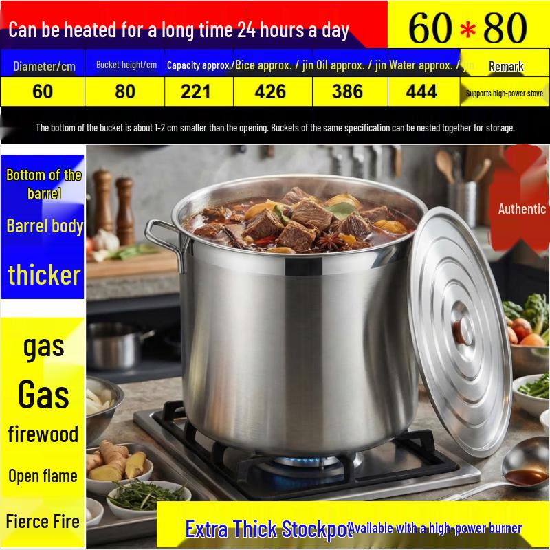 Thickened Stainless Steel Bucket with Lid