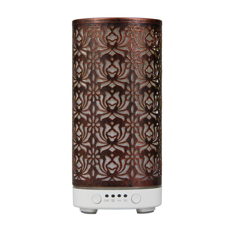 Aroma Diffuser Scent Ultrasonic Air Humidifier Iron Art Hollow Lotus Flower Pattern 2025 New Home Decorations with LED Lights