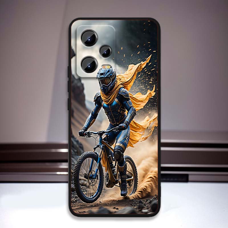 Creative motorcycle rider cool Phone Case For Xiaomi Redmi Note 15 14 13 12 12S 11E 11 11S Pro Plus 4G 5G Black Soft TPU
