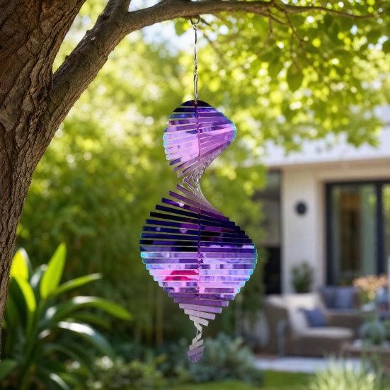 Yousheng Edelstahl Spiral-Windspiel, Hängendes reflektierendes Windspiel mit Haken, 3D-Windspiel für Innen Außen Garten Hof