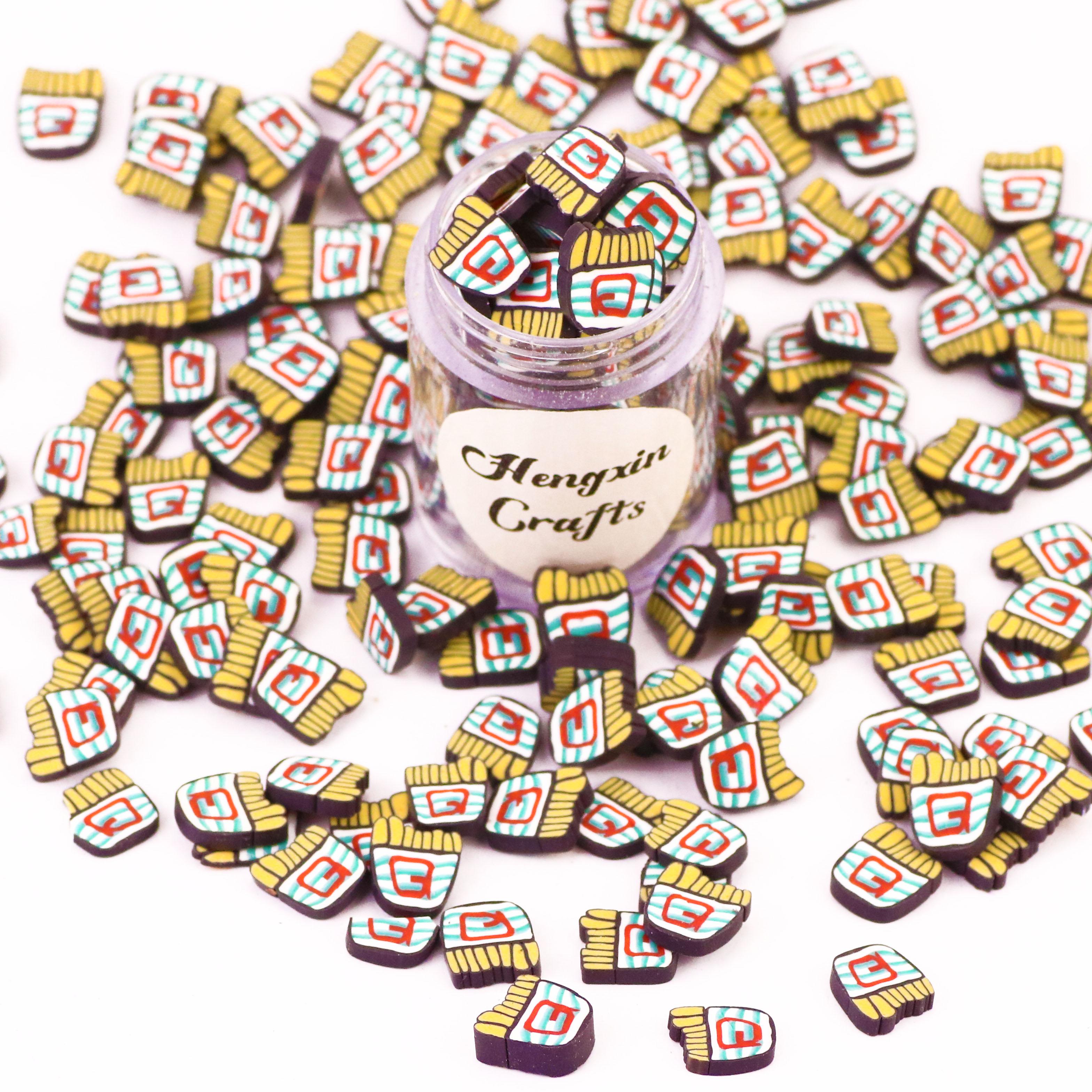 1KG/Bag 10MM Fries Polymer Clay Fries Clay Sprinkles Slices for Slime Craft Decoration Can Customized Design 1kg/bag