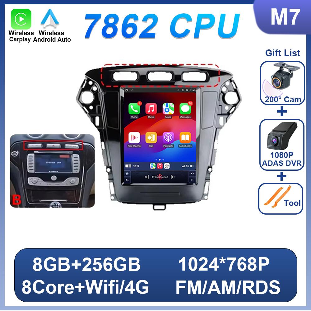 9.7 Inch Android 14 For Ford Mondeo MK4 2011-2013 For Tesla Style Car Radio Video Player No 2 Din Bluetooth 8 Core GPS Carplay