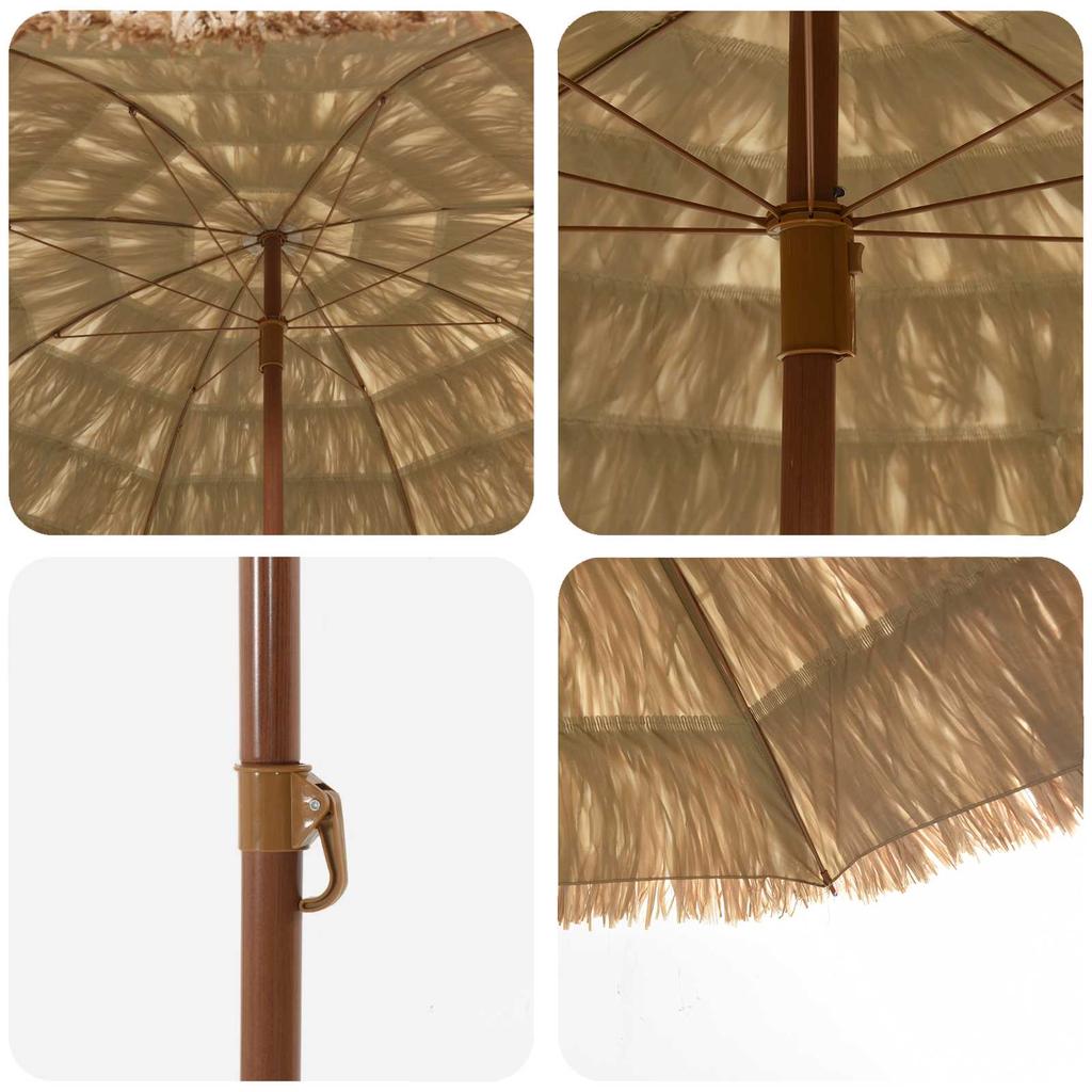 Beach Umbrella Natural 205 X 205 X 210 Cm Polyester and Steel