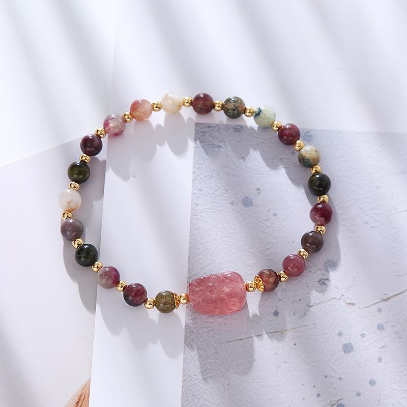 Moonstone Tourmaline Bracelet Strawberry Crystal Bracelet Retro Bangles Women Fashion Jewelry Accessories Gift