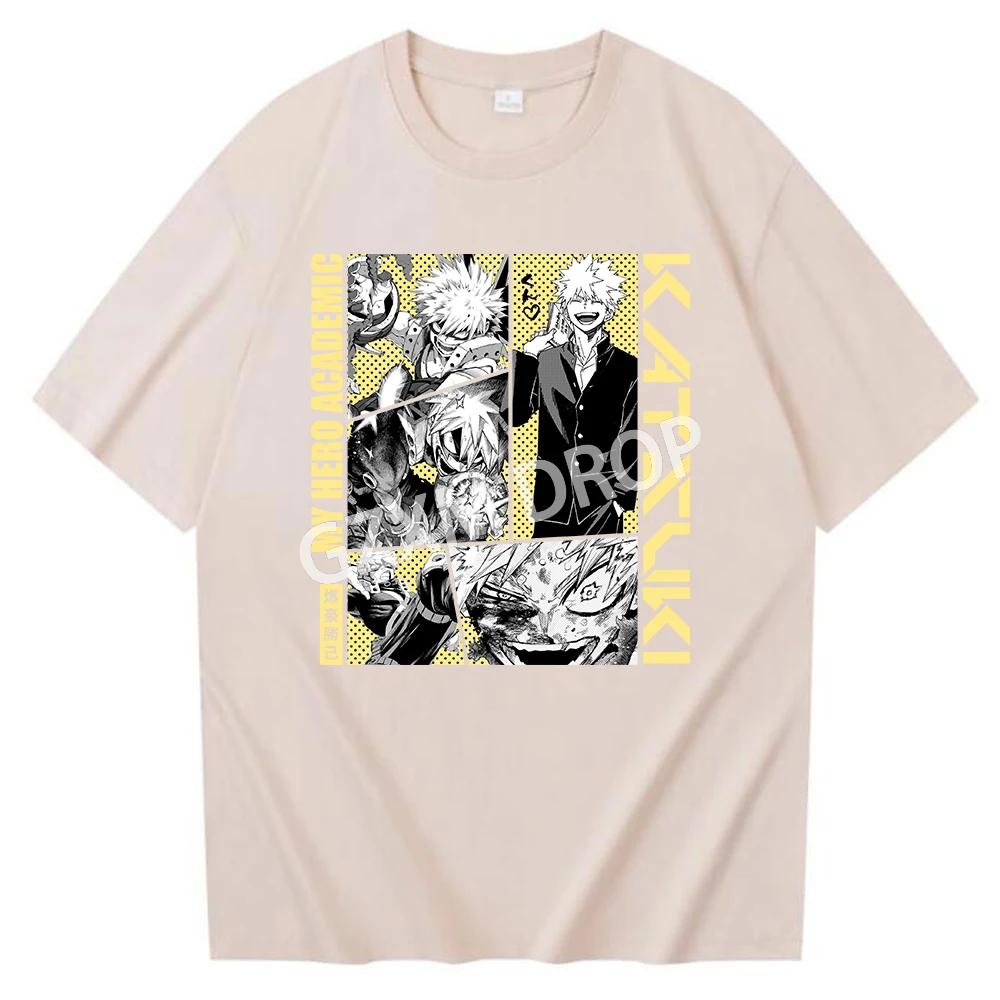 Katsuki Bakugo Anime My Hero Academic Comic T-shirt O-Neck Short Sleeve Shirts Fans Gift