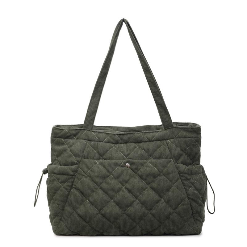 Corduroy Tote Bag Women's Commuter Handbag Large Capacity Shoulder Bag