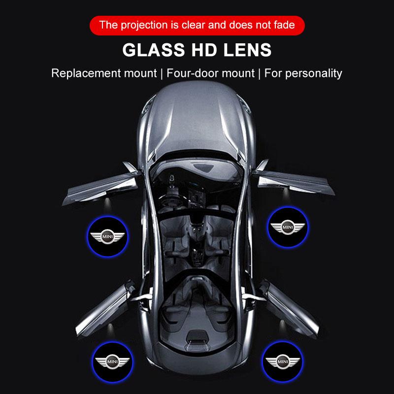 2Pcs/Set HD Led Welcome Light Car Door Projector Lamps Car Accessories For MINI Cooper One S Clubman R50 R53 R56 R60 F55 F56 R57 R58 R59