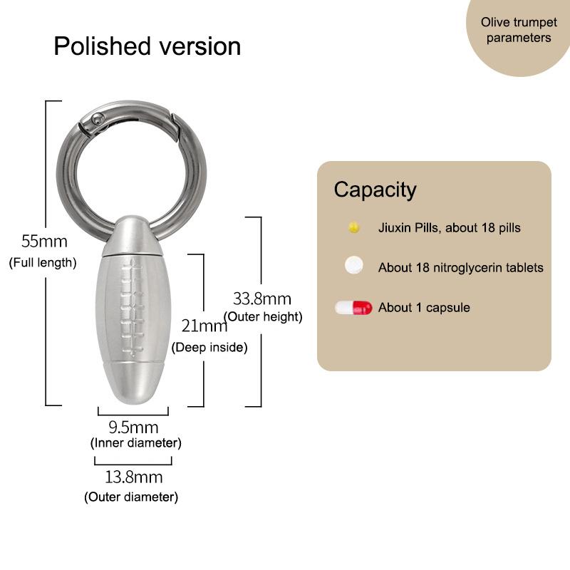 1PCS Pill Box Cool Rugby Shaped Sealed Jar Stainless Waterproof Mini Sealed Can Pill Portable Container Sealed Can With Keychain