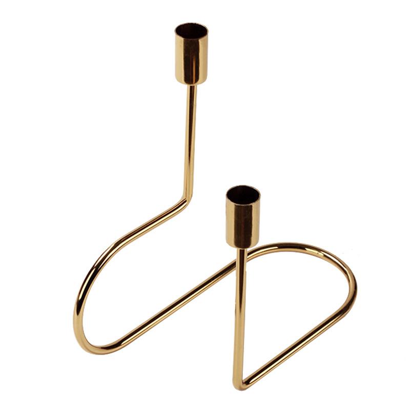 

Легкий роскошный подсвечник в скандинавском минималистичном геометрическом стиле, подсвечник с двумя головками особой формы, дизайнерский набор с художественными украшениями