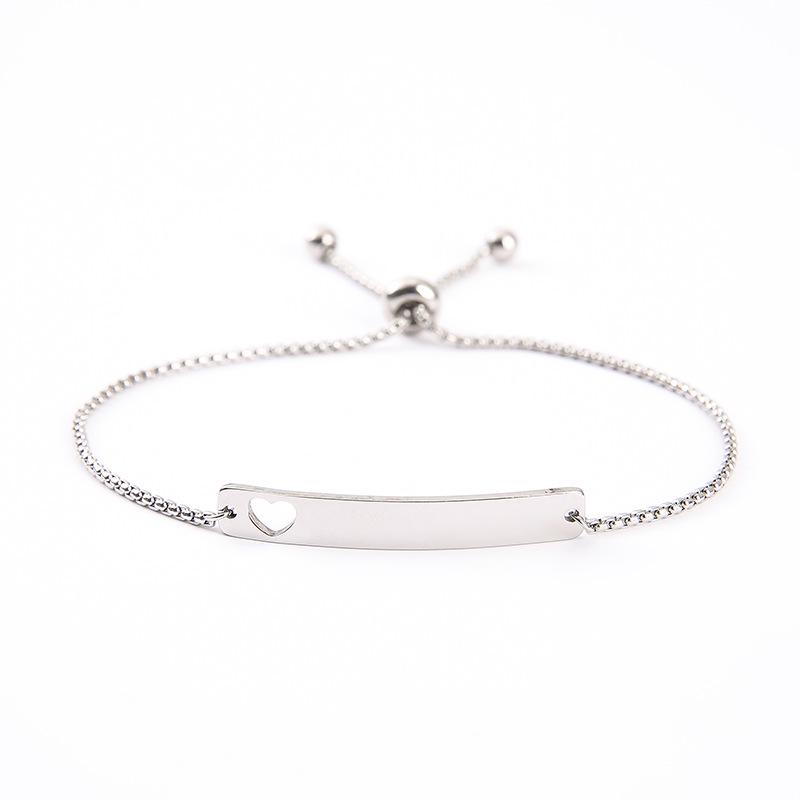 Adjustable Stainless Steel Butterfly Heart Engraving Bracelet