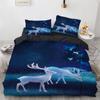 Elk Duvet Cover Set Antlers Flowers Landscape Decor for Adult Teens Kids Quilt Cover Bedspread Cover Floral Printed Bedding Set