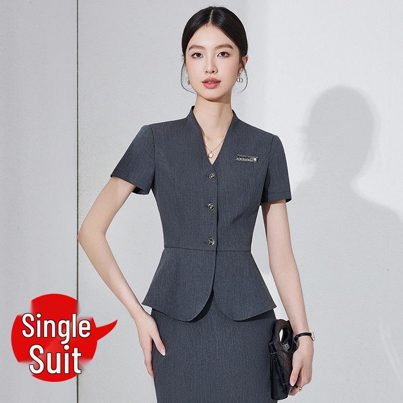 Women's Professional Workwear Set: Short-Sleeve Receptionist Manager Suit 2025