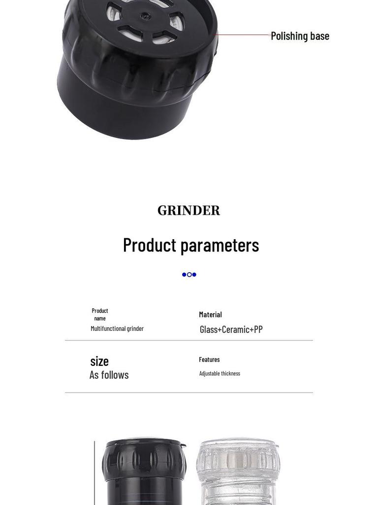 Transparent Glass Manual Grinder for Spices, Cumin, and Peppercorns - Moisture-Proof and Multi-Purpose.