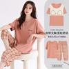 Women's summer pajamas with chest pads, pure cotton short-sleeved cropped pants pullover, new pure cotton women's loungewear set