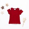Letnie dziewczynki Candy Color Screw Thread T-shirt Off-shoulder Cotton Tops